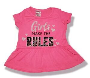 Diva Girls Make The Rules Pink Peplum Long Shirt / Dress - Size 3T